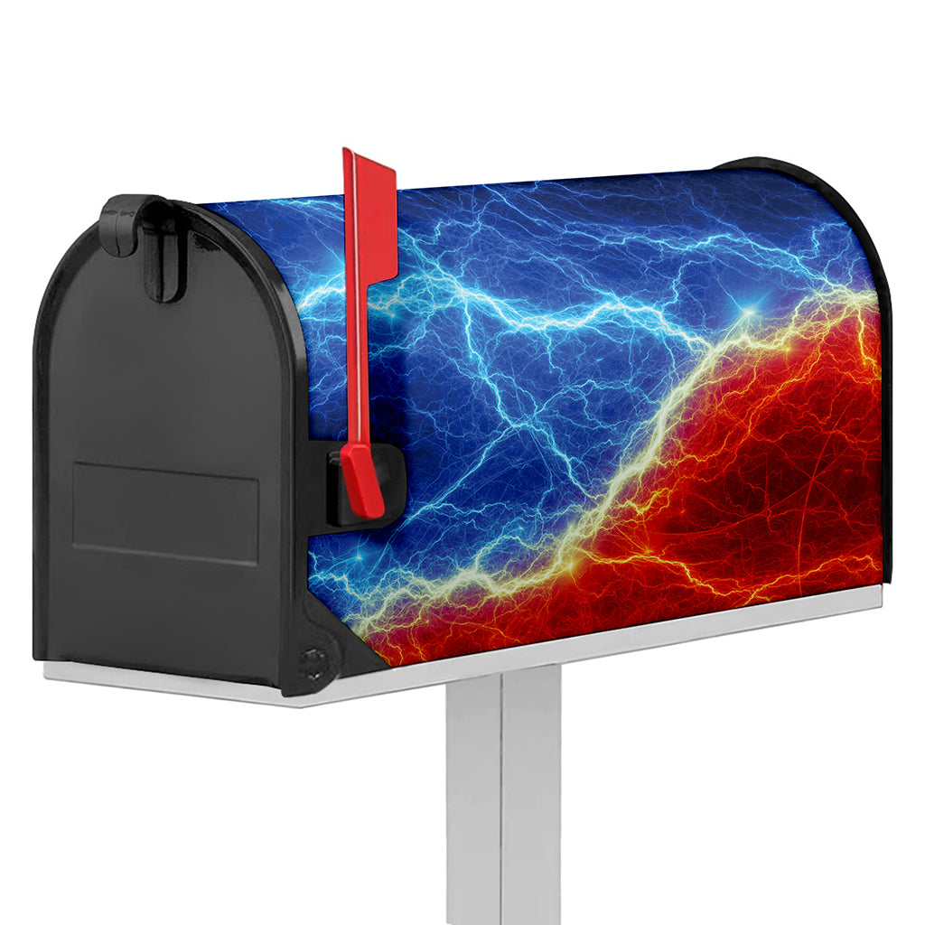 Blue And Red Lightning Print Mailbox Cover