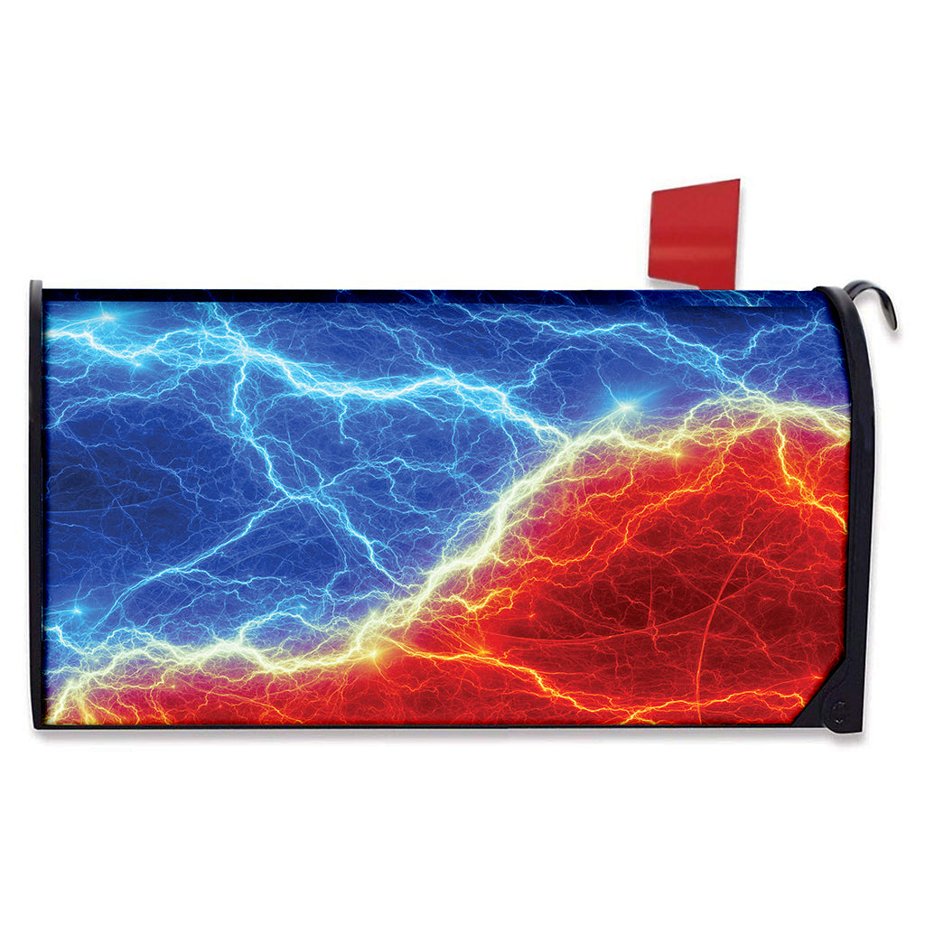 Blue And Red Lightning Print Mailbox Cover