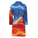 Blue And Red Lightning Print Men's Bathrobe
