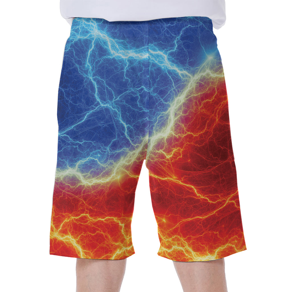 Blue And Red Lightning Print Men's Beach Shorts