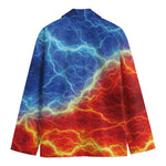 Blue And Red Lightning Print Men's Blazer