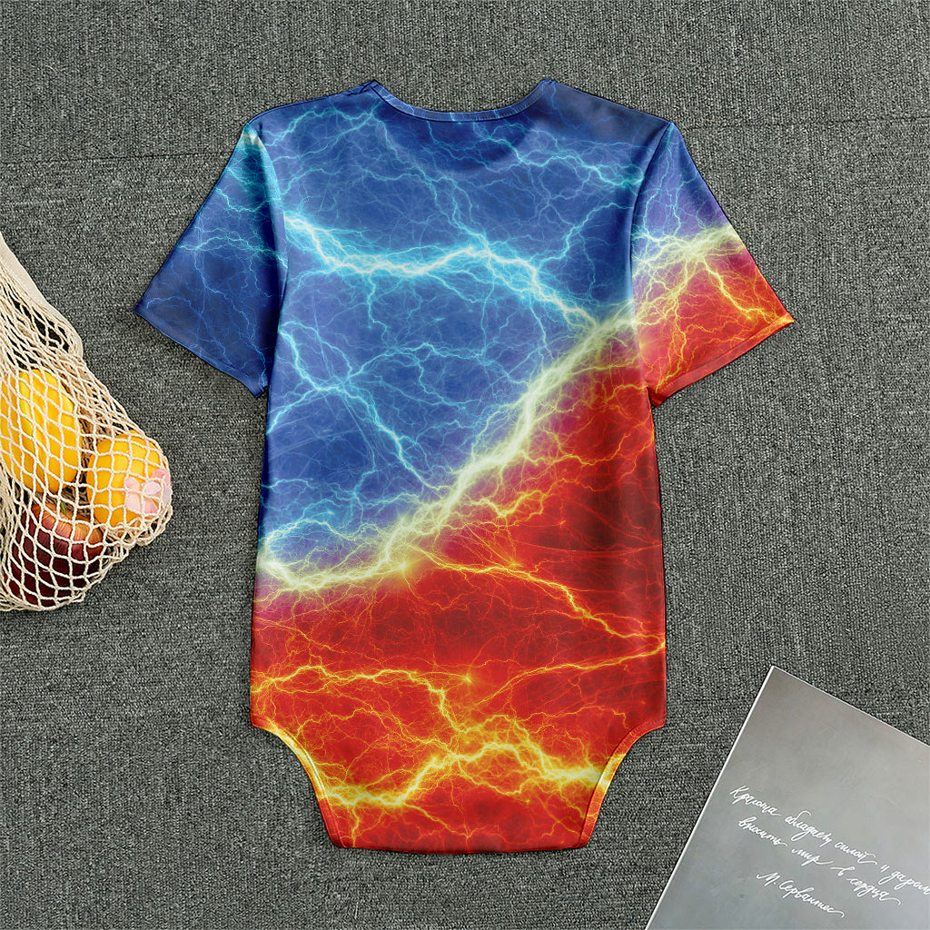 Blue And Red Lightning Print Men's Bodysuit