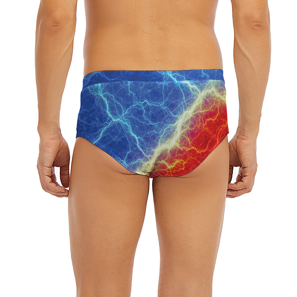 Blue And Red Lightning Print Men's Briefs