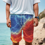 Blue And Red Lightning Print Men's Cargo Shorts