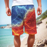 Blue And Red Lightning Print Men's Cargo Shorts