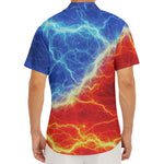 Blue And Red Lightning Print Men's Deep V-Neck Shirt