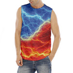 Blue And Red Lightning Print Men's Fitness Tank Top