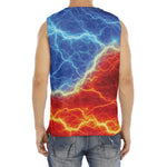 Blue And Red Lightning Print Men's Fitness Tank Top