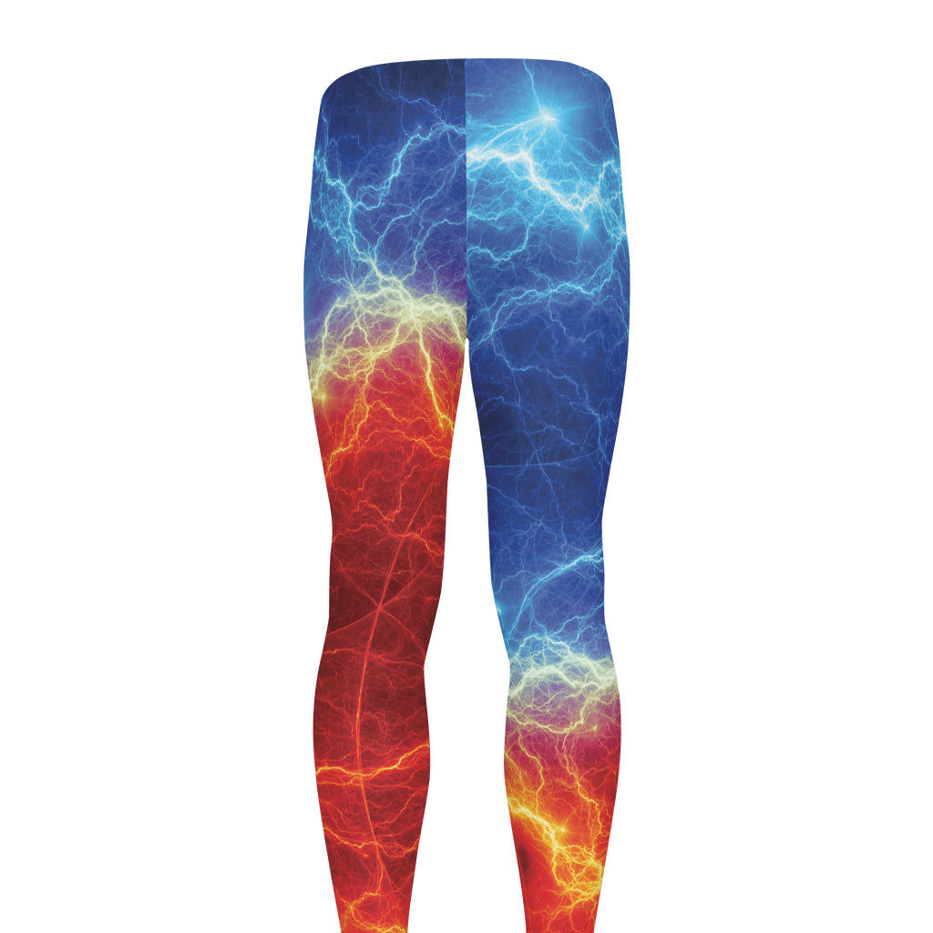 Blue And Red Lightning Print Men's leggings