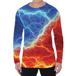 Blue And Red Lightning Print Men's Long Sleeve T-Shirt