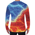 Blue And Red Lightning Print Men's Long Sleeve T-Shirt
