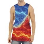Blue And Red Lightning Print Men's Muscle Tank Top
