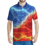 Blue And Red Lightning Print Men's Polo Shirt