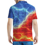 Blue And Red Lightning Print Men's Polo Shirt