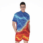 Blue And Red Lightning Print Men's Rompers