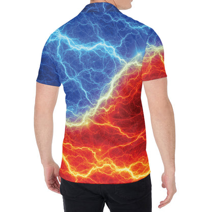 Blue And Red Lightning Print Men's Shirt