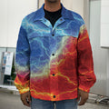Blue And Red Lightning Print Men's Shirt Jacket