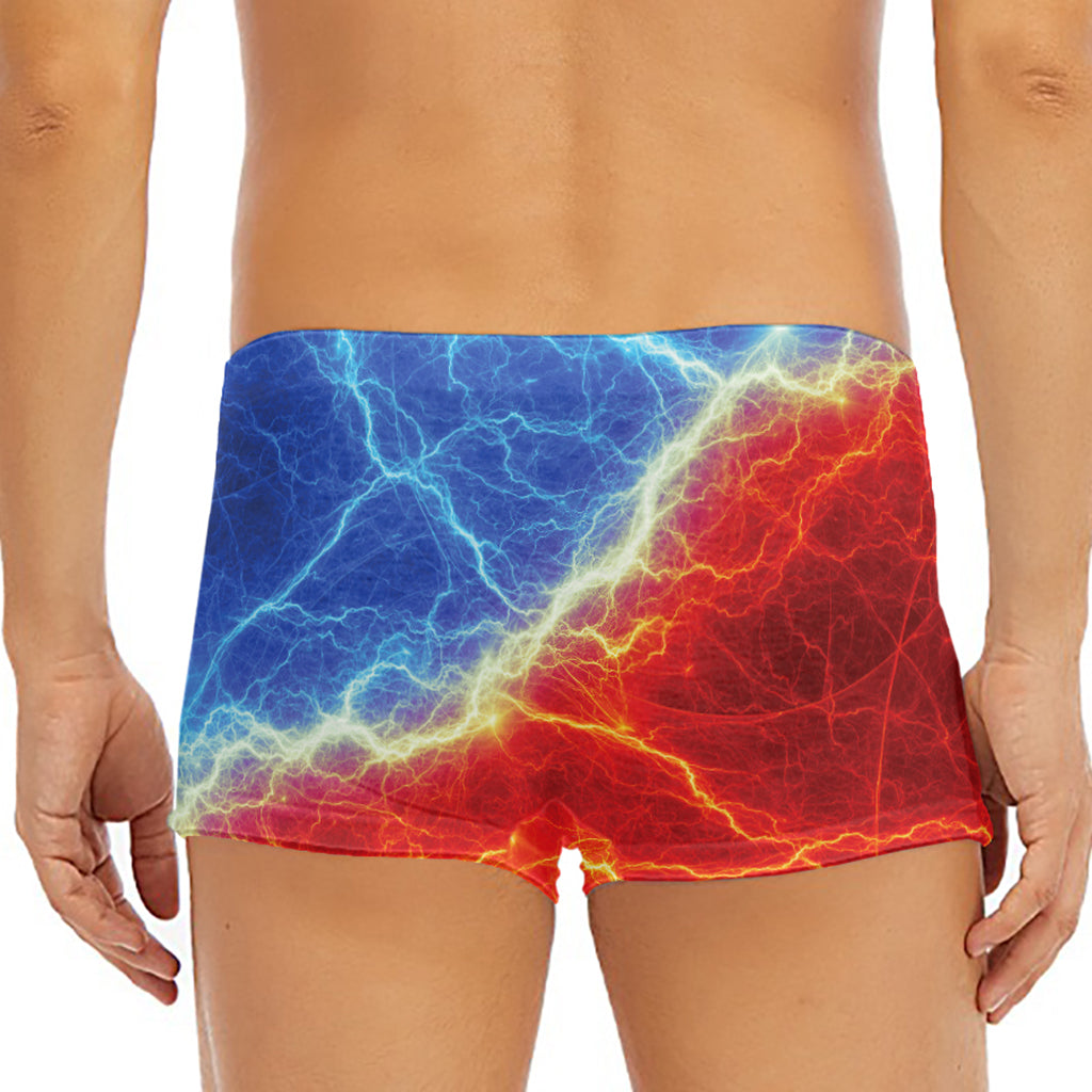 Blue And Red Lightning Print Men's Short Boxer Briefs