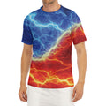Blue And Red Lightning Print Men's Short Sleeve Rash Guard