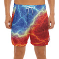Blue And Red Lightning Print Men's Split Running Shorts
