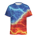 Blue And Red Lightning Print Men's Athletic T-Shirt