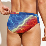 Blue And Red Lightning Print Men's Swim Briefs