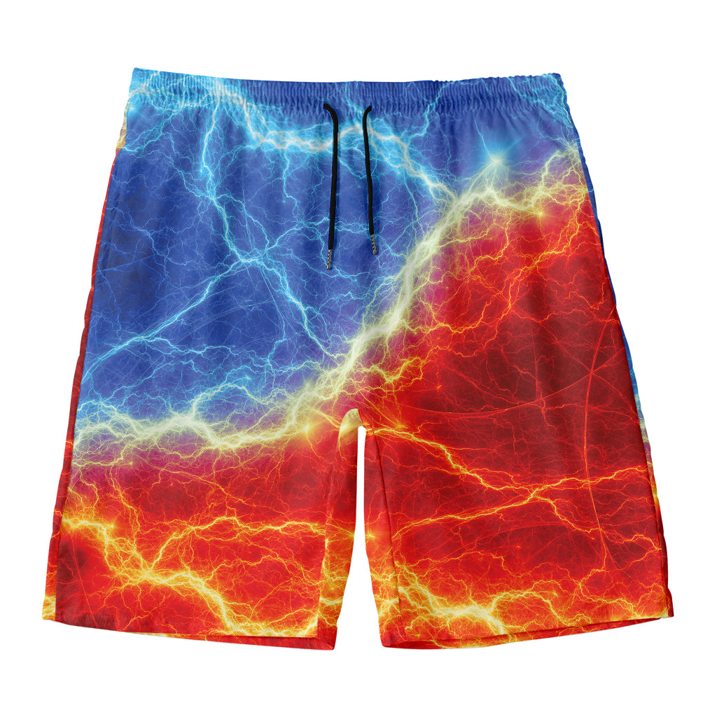 Blue And Red Lightning Print Men's Swim Trunks
