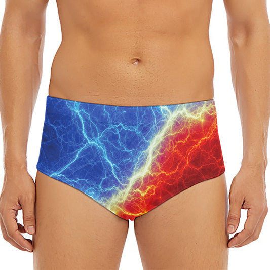 Blue And Red Lightning Print Men's Triangle Swim Briefs