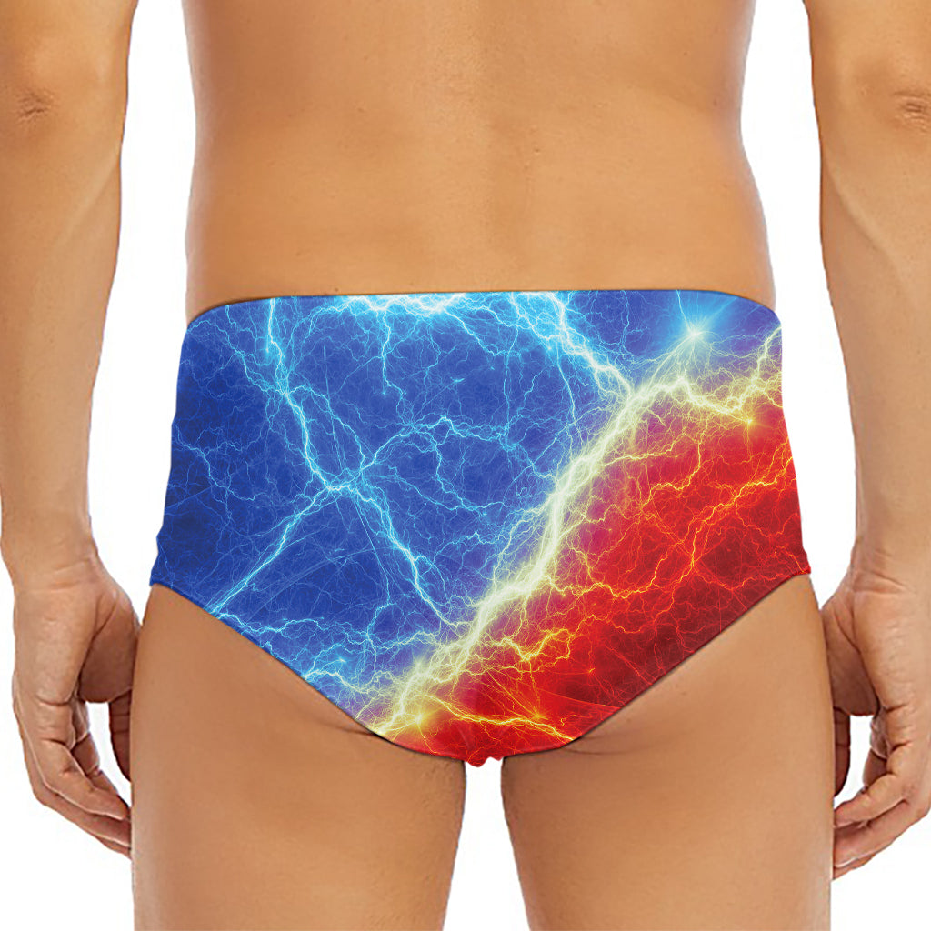Blue And Red Lightning Print Men's Triangle Swim Briefs