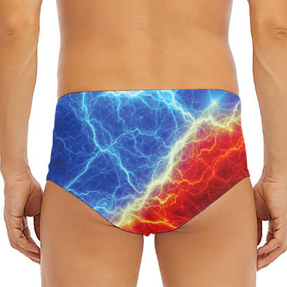 Blue And Red Lightning Print Men's Triangle Swim Briefs