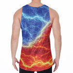 Blue And Red Lightning Print Men's Velvet Tank Top