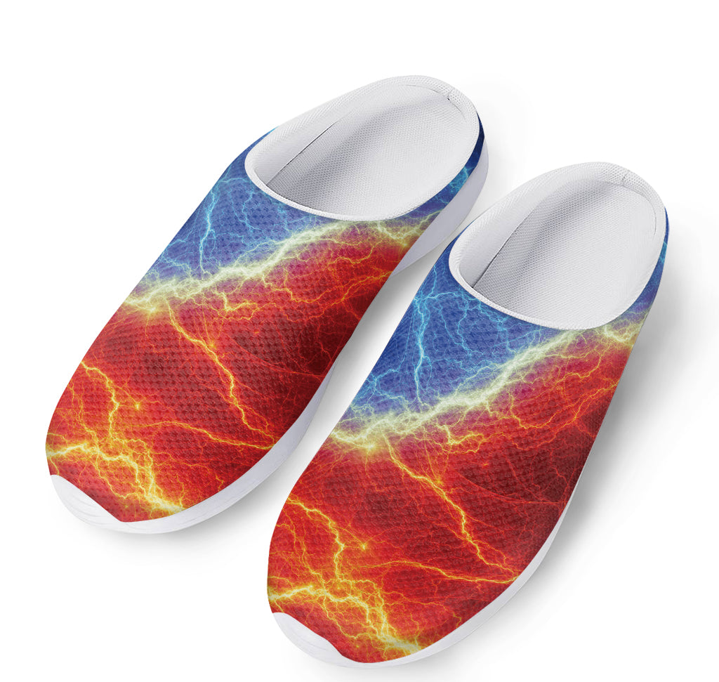 Blue And Red Lightning Print Mesh Casual Shoes