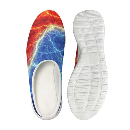 Blue And Red Lightning Print Mesh Casual Shoes