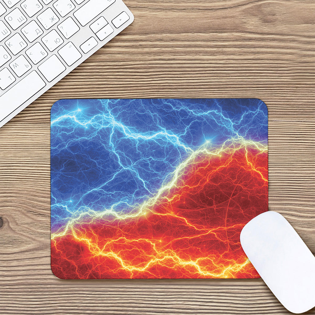 Blue And Red Lightning Print Mouse Pad