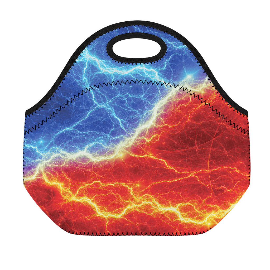 Blue And Red Lightning Print Neoprene Lunch Bag