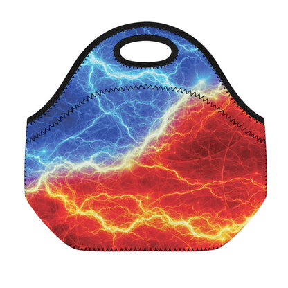 Blue And Red Lightning Print Neoprene Lunch Bag