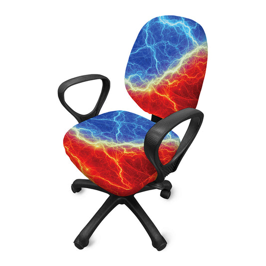 Blue And Red Lightning Print Office Chair Cover