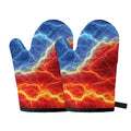 Blue And Red Lightning Print Oven Mitts