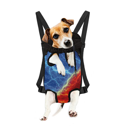 Blue And Red Lightning Print Pet Carrier Backpack