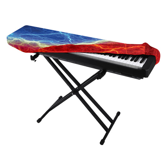 Blue And Red Lightning Print Piano Keyboard Cover