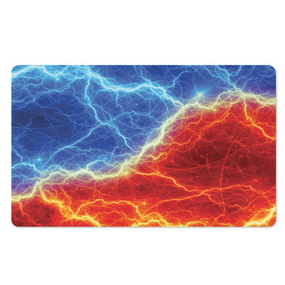 Blue And Red Lightning Print Polyester Doormat