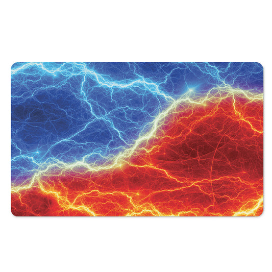 Blue And Red Lightning Print Polyester Doormat