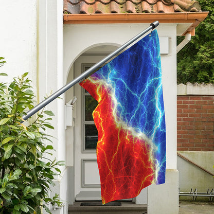 Blue And Red Lightning Print Polyester Flag