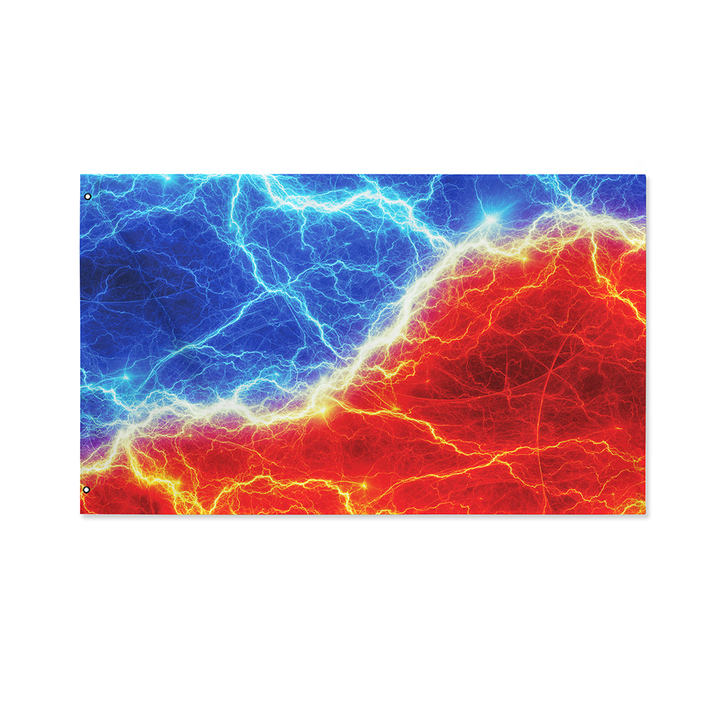 Blue And Red Lightning Print Polyester Flag