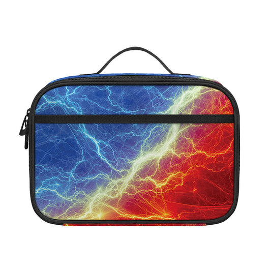 Blue And Red Lightning Print Portable Lunch Bag
