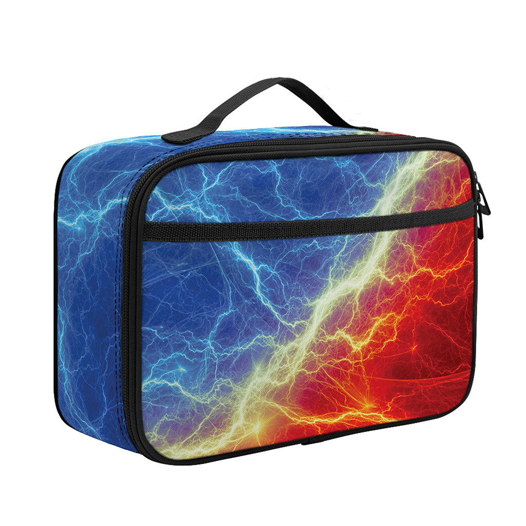 Blue And Red Lightning Print Portable Lunch Bag