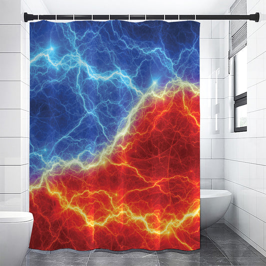 Blue And Red Lightning Print Premium Shower Curtain