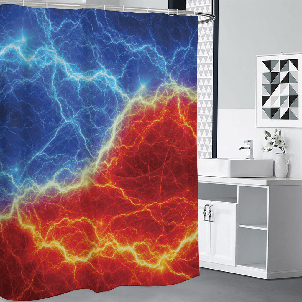 Blue And Red Lightning Print Premium Shower Curtain