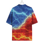 Blue And Red Lightning Print Rayon Hawaiian Shirt