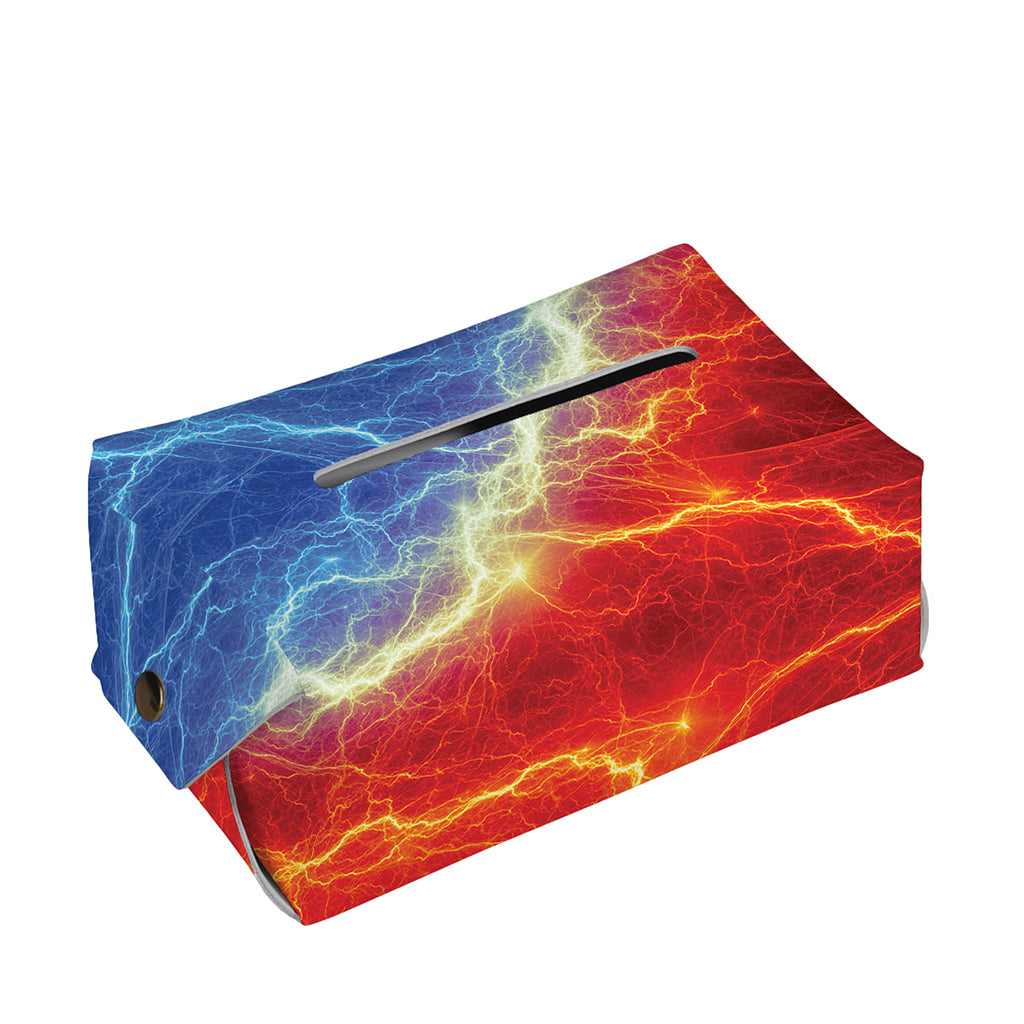Blue And Red Lightning Print Rectangle Tissue Box Cover